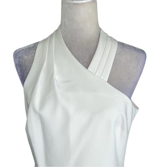 MILLY Ellia Cady Asymmetrical Halter Neck Dress in Ecru - 8 - Picture 5 of 15